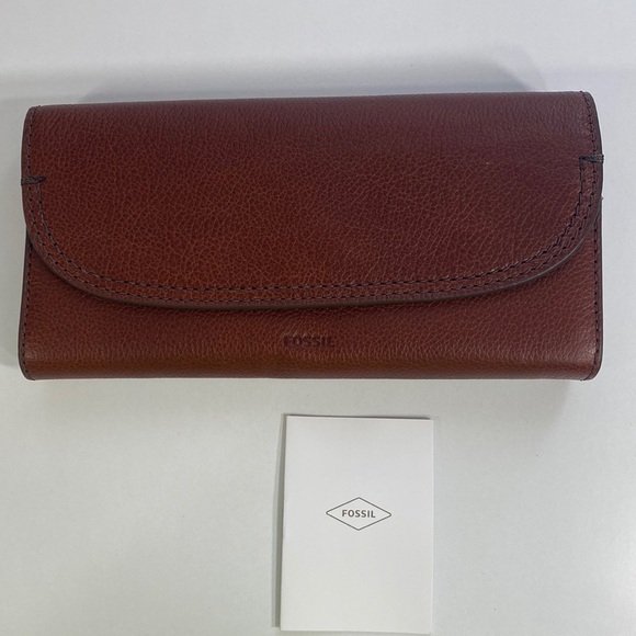 Fossil Handbags - Fossil Cleo Clutch Brown Flap Wallet